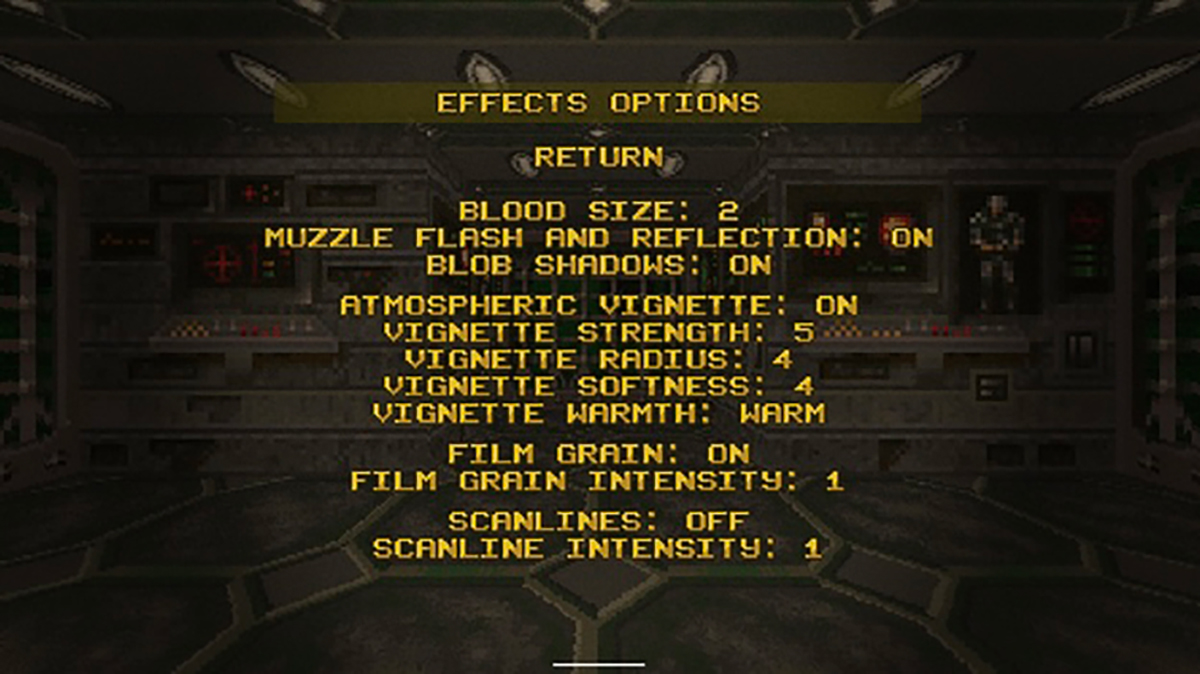 Effects options menu of ZGloom